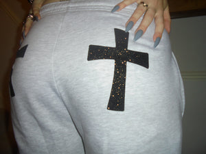 Sparkly Black Cross Joggers