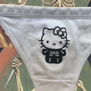 Skeleton Kitty Thong