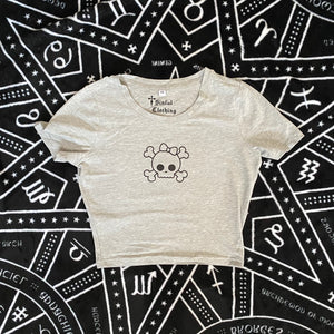 Grey Skull Crop Tee