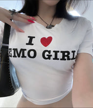 Load image into Gallery viewer, I heart emo girls Crop Tee
