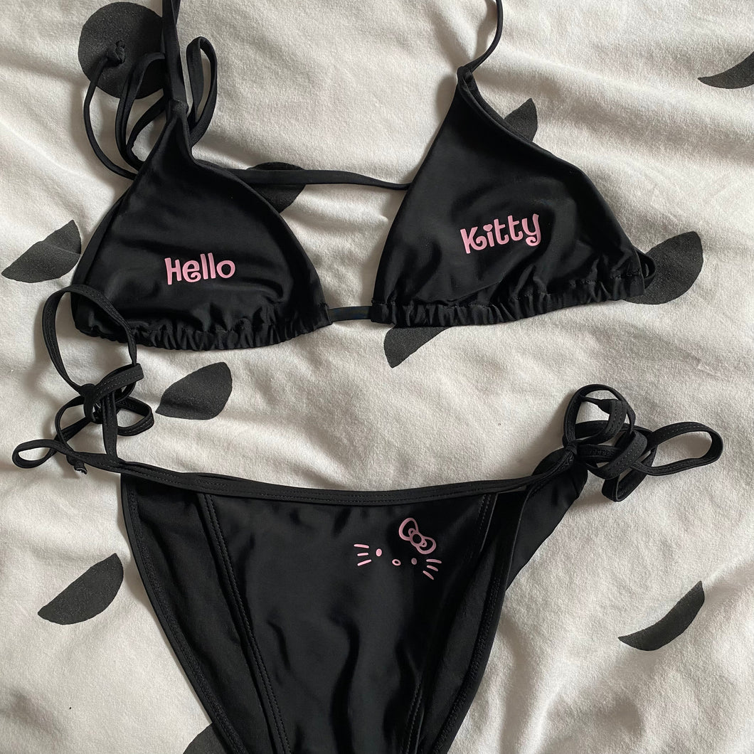 Black + pink HK Bikini Top