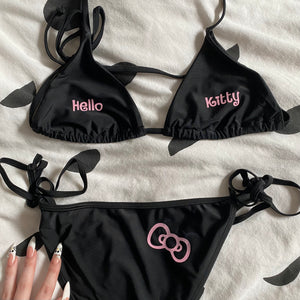 Black + pink HK Bikini Top