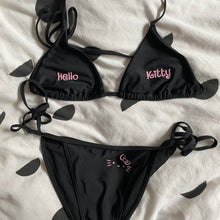 Load image into Gallery viewer, Black + Pink HK inspired Bikini Bottoms
