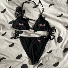 Load image into Gallery viewer, Black + pink HK Bikini Top
