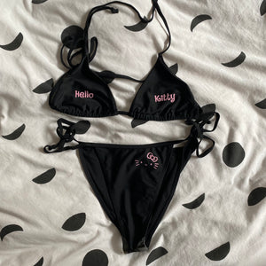 Black + pink HK Bikini Top