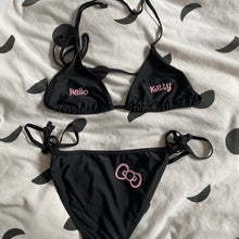 Load image into Gallery viewer, Black + pink HK Bikini Top
