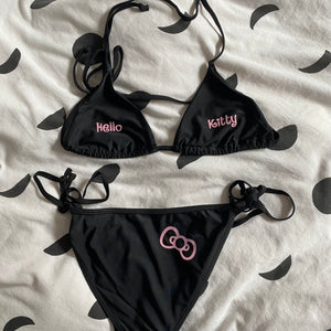 Black + pink HK Bikini Top